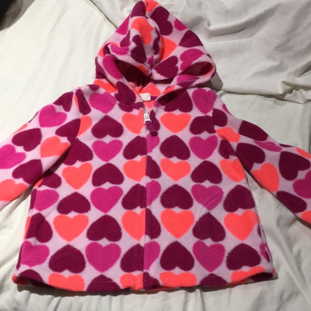 Crazy 8 2T hooded full zip heart jacket guc